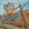 Old Abandoned Boat Diamond Paintings
