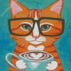 Orange Cat And Coffee Diamond Paintings
