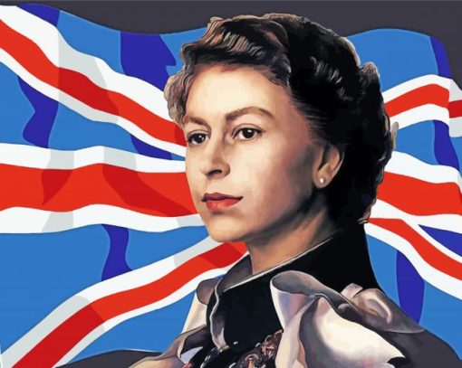 Queen Elizabeth And Flag Diamond Paintings