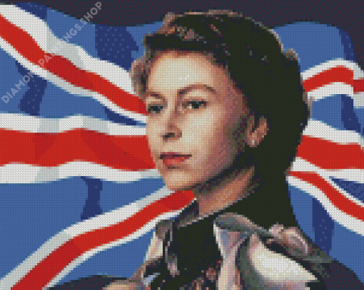 Queen Elizabeth And Flag Diamond Paintings