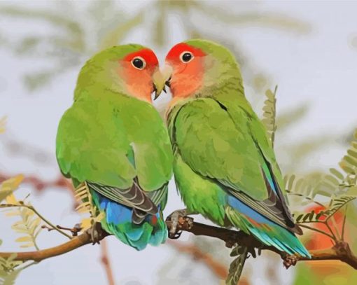 Rosy Faced Lovebird On Stick Diamond Paintings