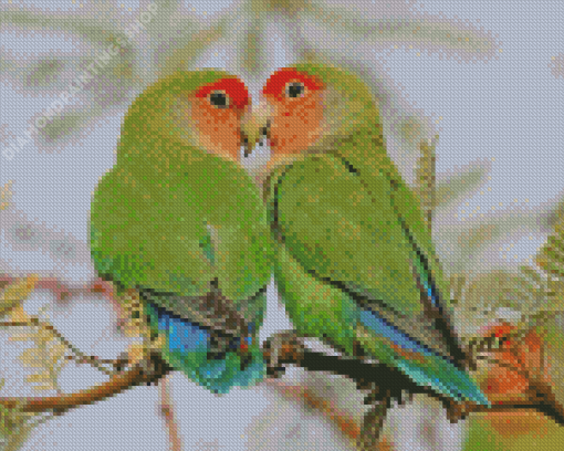 Rosy Faced Lovebird On Stick Diamond Paintings