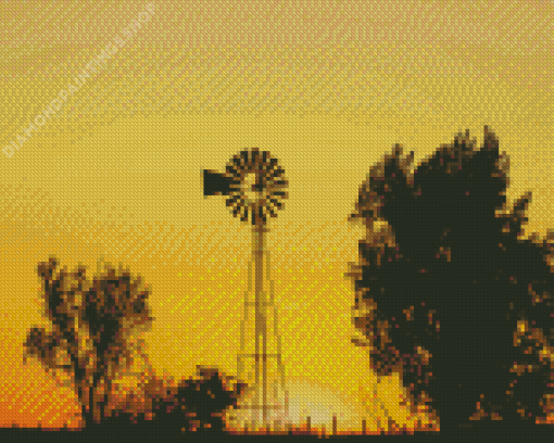 Sunrise Western Windmill Diamond Paintings