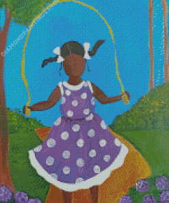 Black Girl Jumping Rope Diamond Paintings