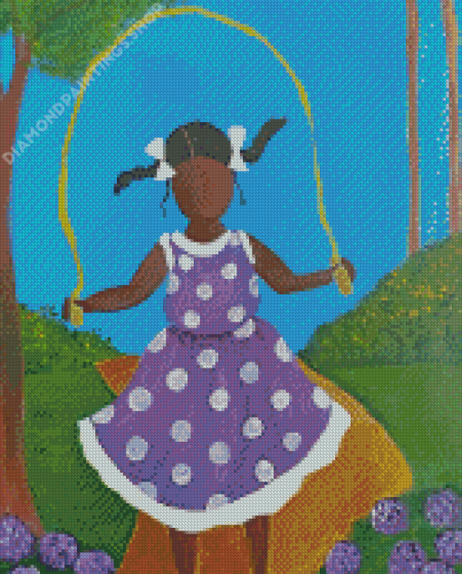 Black Girl Jumping Rope Diamond Paintings