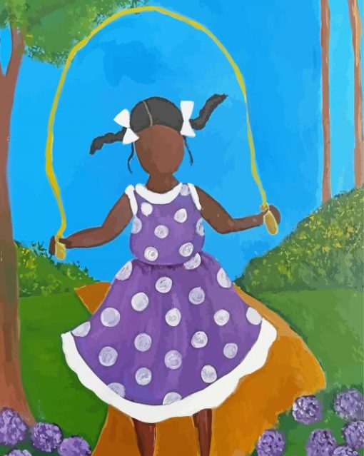 Black Girl Jumping Rope Diamond Paintings