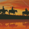 Western Cowboys And Indians Silhouette Diamond Paintings