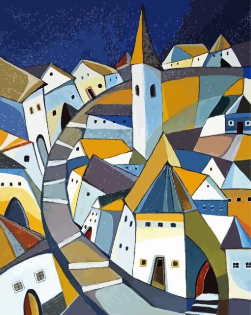 Abstract Houses Street Diamond Paintings