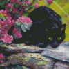 Aesthetic Black Cats And Flower Diamond Paintings