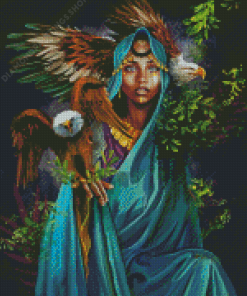 African Lady And Eagles Diamond Paintings