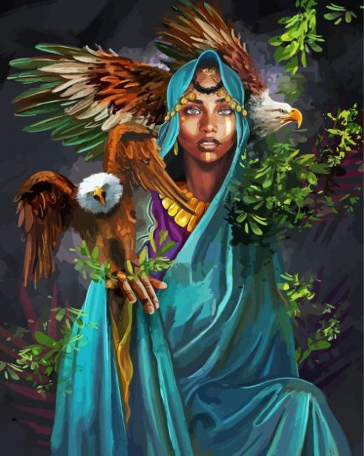 African Lady And Eagles Diamond Paintings