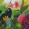 Black Cat In Garden Art Diamond Paintings