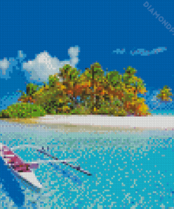 Boat In Blue Water Beach Diamond Paintings