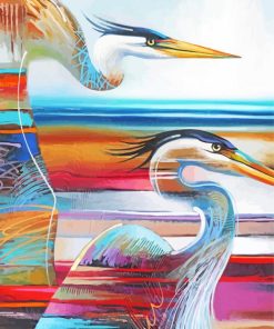 Colored Abstract Heron Diamond Paintings