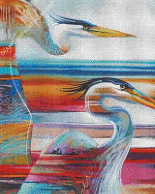 Colored Abstract Heron Diamond Paintings