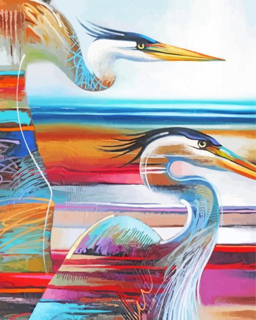 Colored Abstract Heron Diamond Paintings