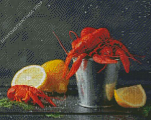Crayfish With Lemons Diamond Paintings