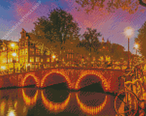Keizersgracht Amsterdam Nightscape Diamond Paintings