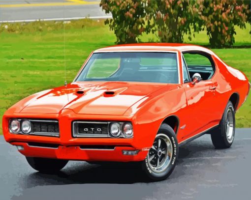 Orange 1968 Pontiac GTO Diamond Paintings