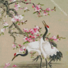 Red Crowned Crane And Blossoms Diamond Paintings