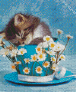 Kitten Sleeping In A Cup Diamond Paintings