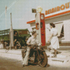 Vintage Motorcycle Old Gas Station Diamond Paintings