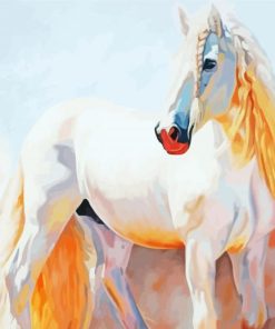 White Alone Horse Diamond Paintings