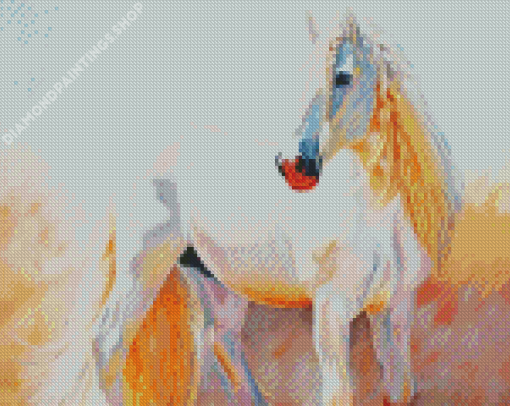 White Alone Horse Diamond Paintings