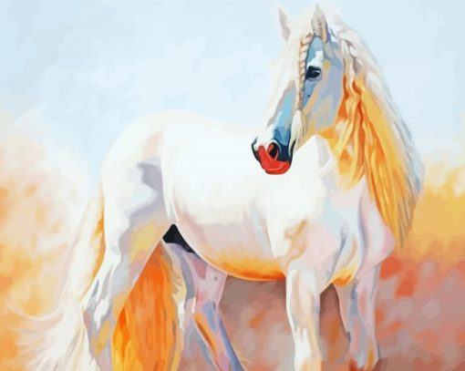 White Alone Horse Diamond Paintings