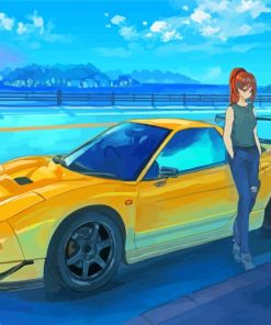 Yellow Anime Car Art Diamond Paintings