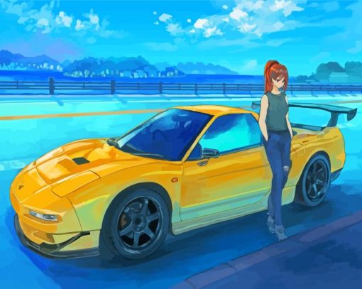 Yellow Anime Car Art Diamond Paintings