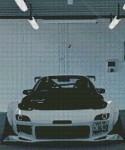 Black And White Mazda RX 7 Front Diamond Paintings