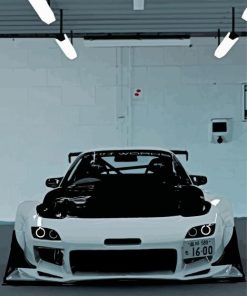 Black And White Mazda RX 7 Front Diamond Painting