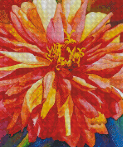 Blooming Red Orange Dahlia Flower 5D Diamond Paintings