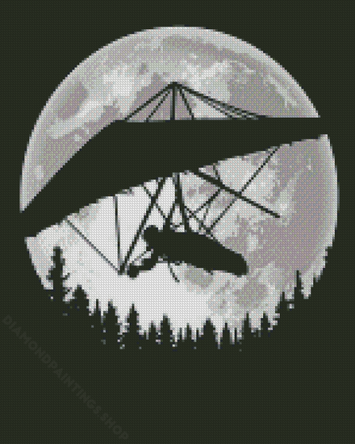 Hang Gliding Moonlight Silhouette Diamond Paintings