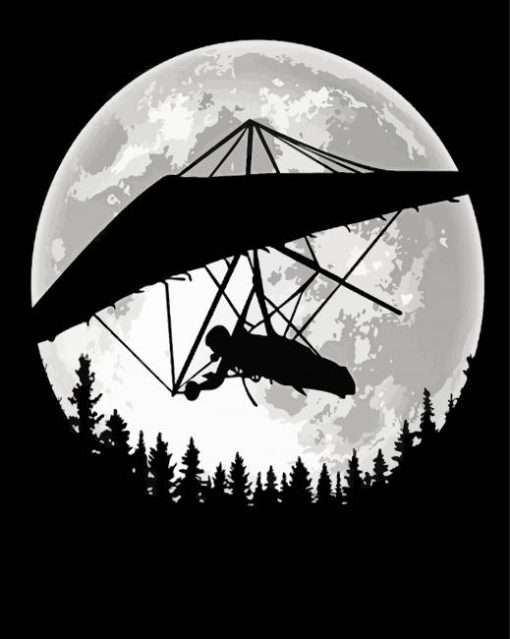 Hang Gliding Moonlight Silhouette Diamond Painting