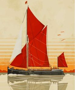 Illustration Thames Sailing Barge 5D Diamond Painting