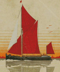 Illustration Thames Sailing Barge 5D Diamond Paintings