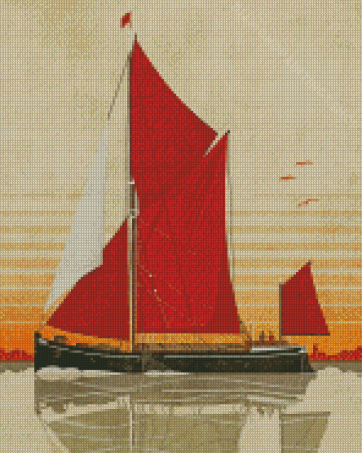 Illustration Thames Sailing Barge 5D Diamond Paintings