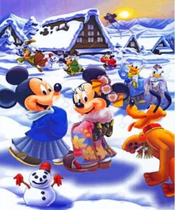 Mickey And Minnie In Japan At Snow 5D Diamond Painting