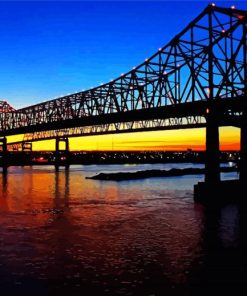 Natchez Mississippi Bridge Sundown 5D Diamond Painting