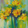 Yellow Flowers Vase Abstract Diamond Paintings