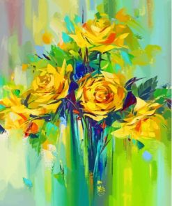 Yellow Flowers Vase Abstract Diamond Painting