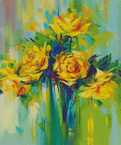 Yellow Flowers Vase Abstract Diamond Paintings