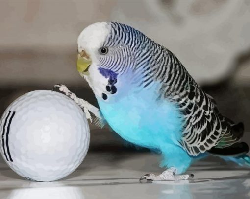 Blue Parakeet And Golf Ball Diamond Painting