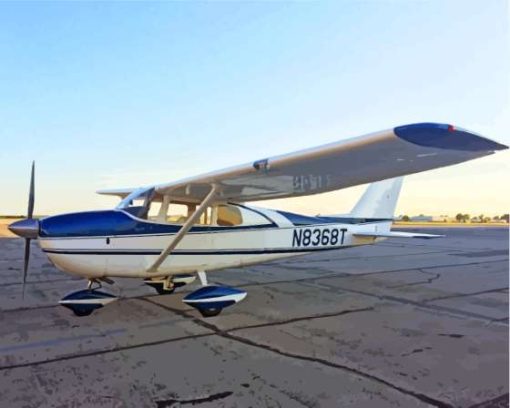 White And Blue Cessna 182 Plane 5D Diamond Painting