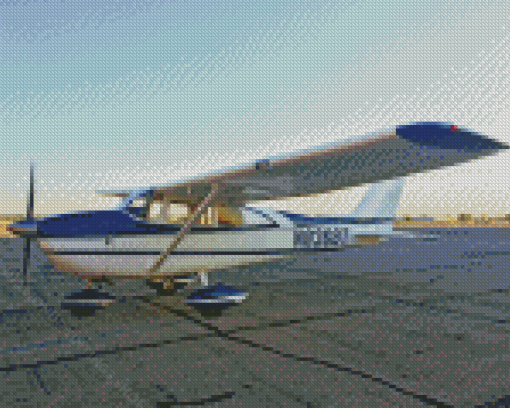 White And Blue Cessna 182 Plane 5D Diamond Paintings