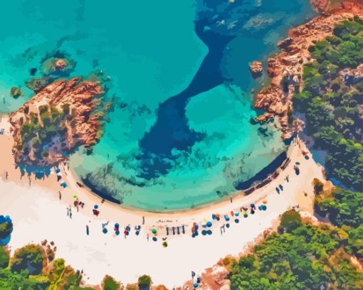 Beach Sardinia Overhead View Diamond Painting