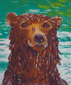 Bear Head In Water Art Diamond Paintings