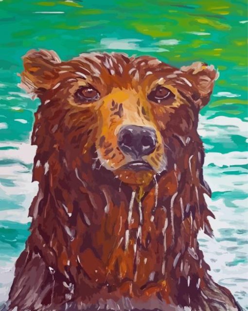 Bear Head In Water Art Diamond Painting